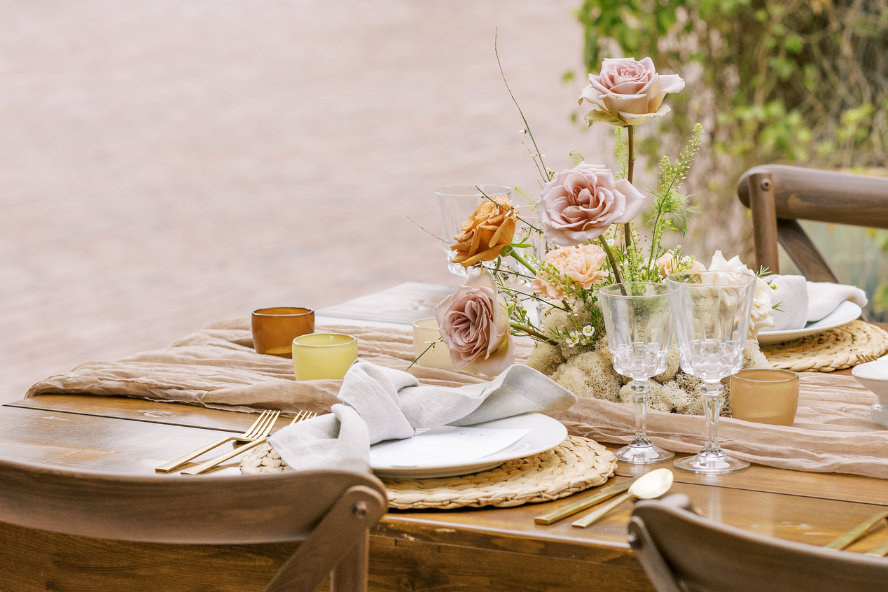 Rustic Flowers on Wooden Table
